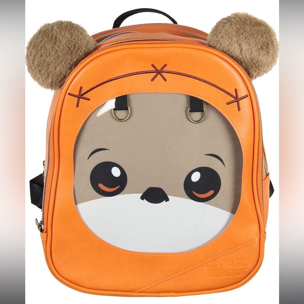 NWT Star Wars Backpack Ewok 3D Ears Faux Leather Pin Display Backpack